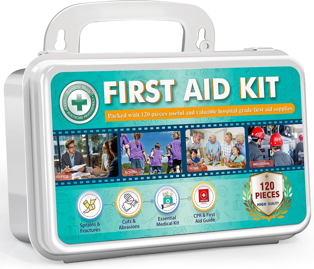 General Medi 150 Pieces Hardcase First Aid Kit - First Aid Box Contains Premium Medical Supplies for Travel, Home, Office, Vehicle, Camping, Workplace & Outdoor