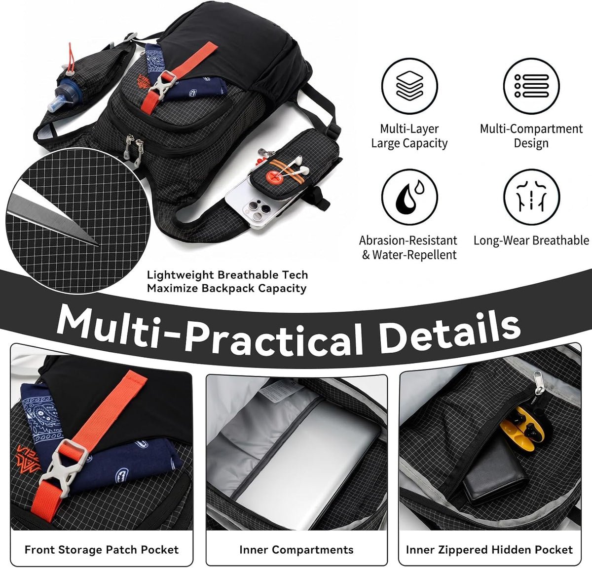 18L Small Hiking Backpack Foldable Ultralight Daypack
