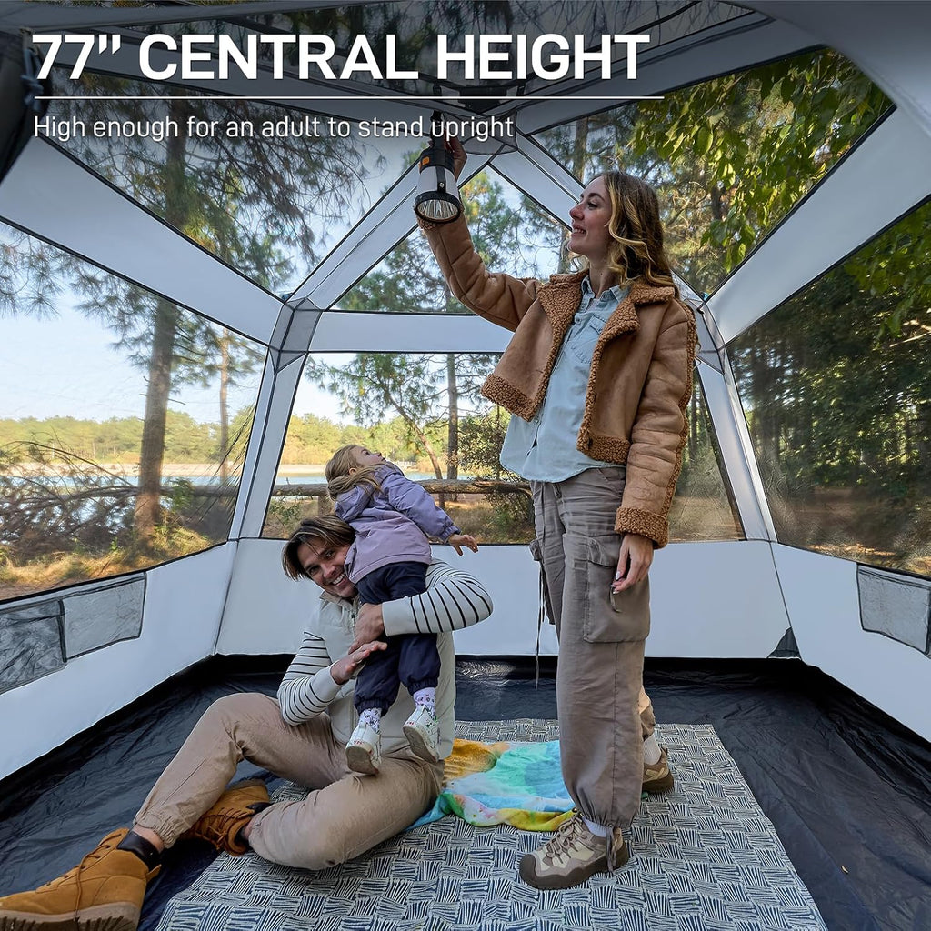 EVER ADVANCED Blackout 6 Person Camping Tent, Instant Cabin Tent for Family with Vestibule and Large Mesh Windows, 60s Easy Setup, Double Layer, Water-Resistant
