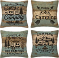 Camping Decorative Throw Pillow Covers 18x18 Inch Set of 4