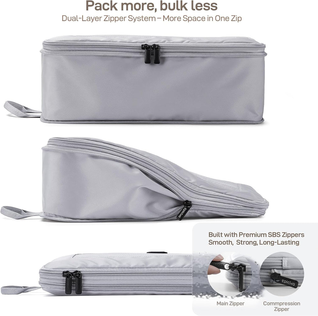 EPICKA TripCozy Compression Packing Cubes, 4 Set, Grey