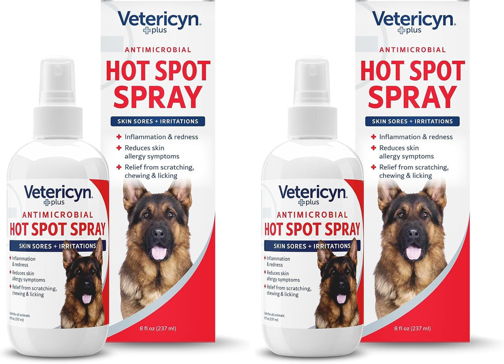 Vetericyn Plus Hot Spot Spray for Dogs Skin Sores and Irritations | Itch Relief for Dogs and Prevents Chewing and Licking at Skin, Safe for All Animals. 8 Ounces