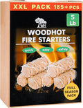 WH 185 pcs Natural Fire Starters, 5 lb Large Box for Grills & Campfires