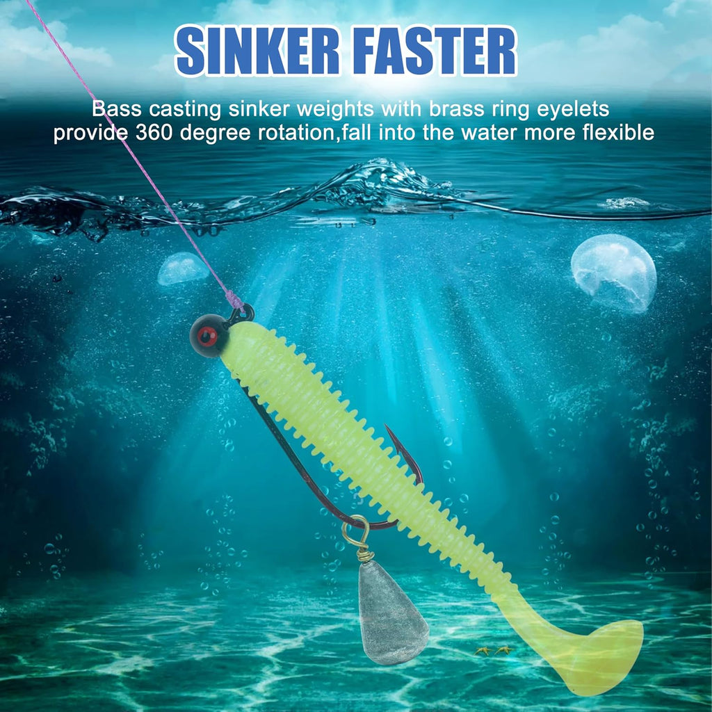 Bass Casting Sinkers Fishing Weights - 20/30pcs Bell Sinkers Drop Shot Weights with Brass Swivels for Saltwater & Freshwater