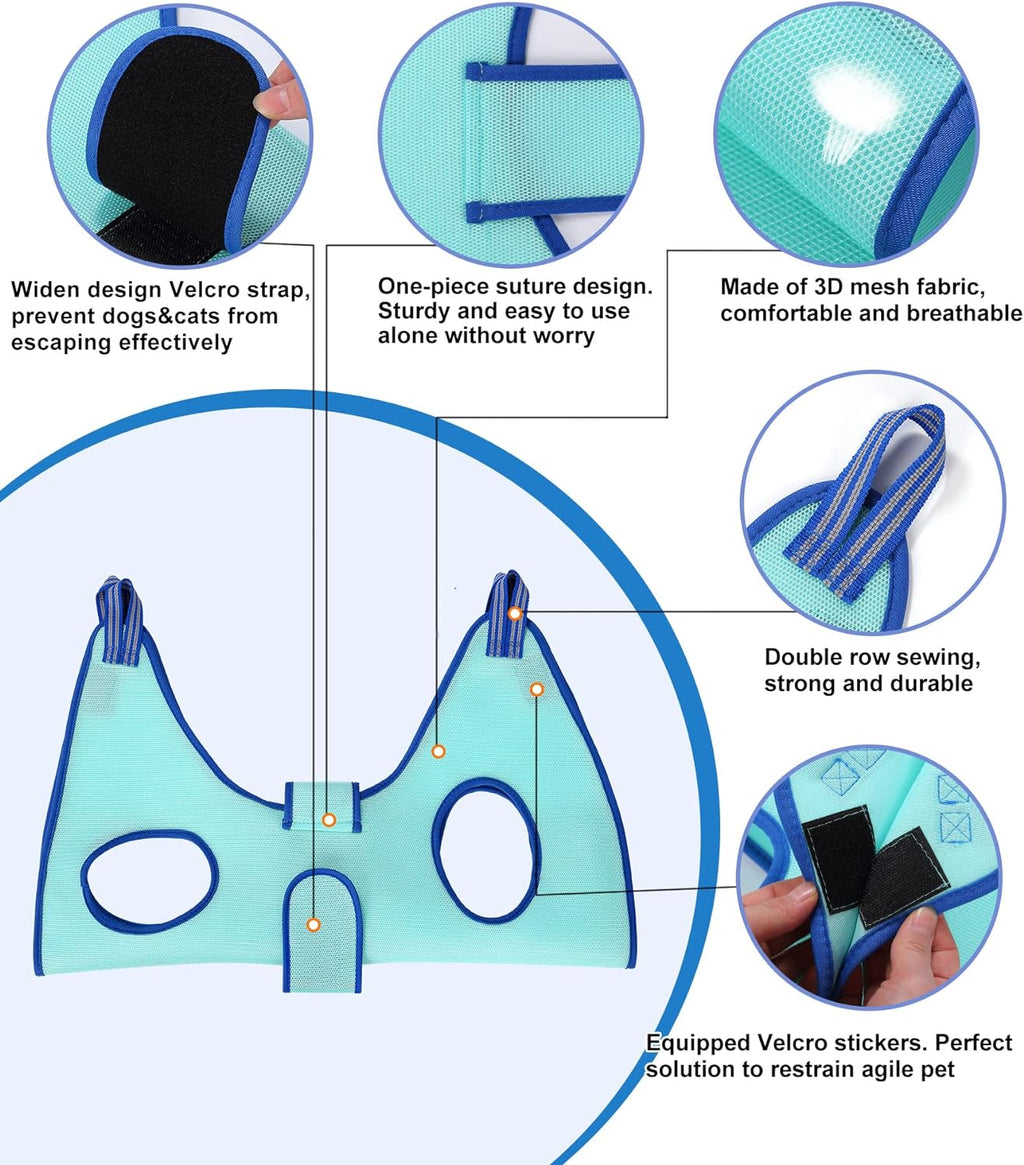 Kkiimatt Dog Grooming Hammock Harness, Hanging Harness Holder for Nail Clipping, Nail Trimming Hammock with Wide Strap, Grooming Sling Hanger Restraint Bag for Claw Care (XX-Large 65 LB Max/Turquoise)