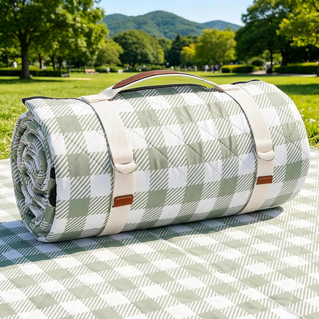 G GOOD GAIN Picnic Blankets Outdoor Extra Large 80"x80", Green