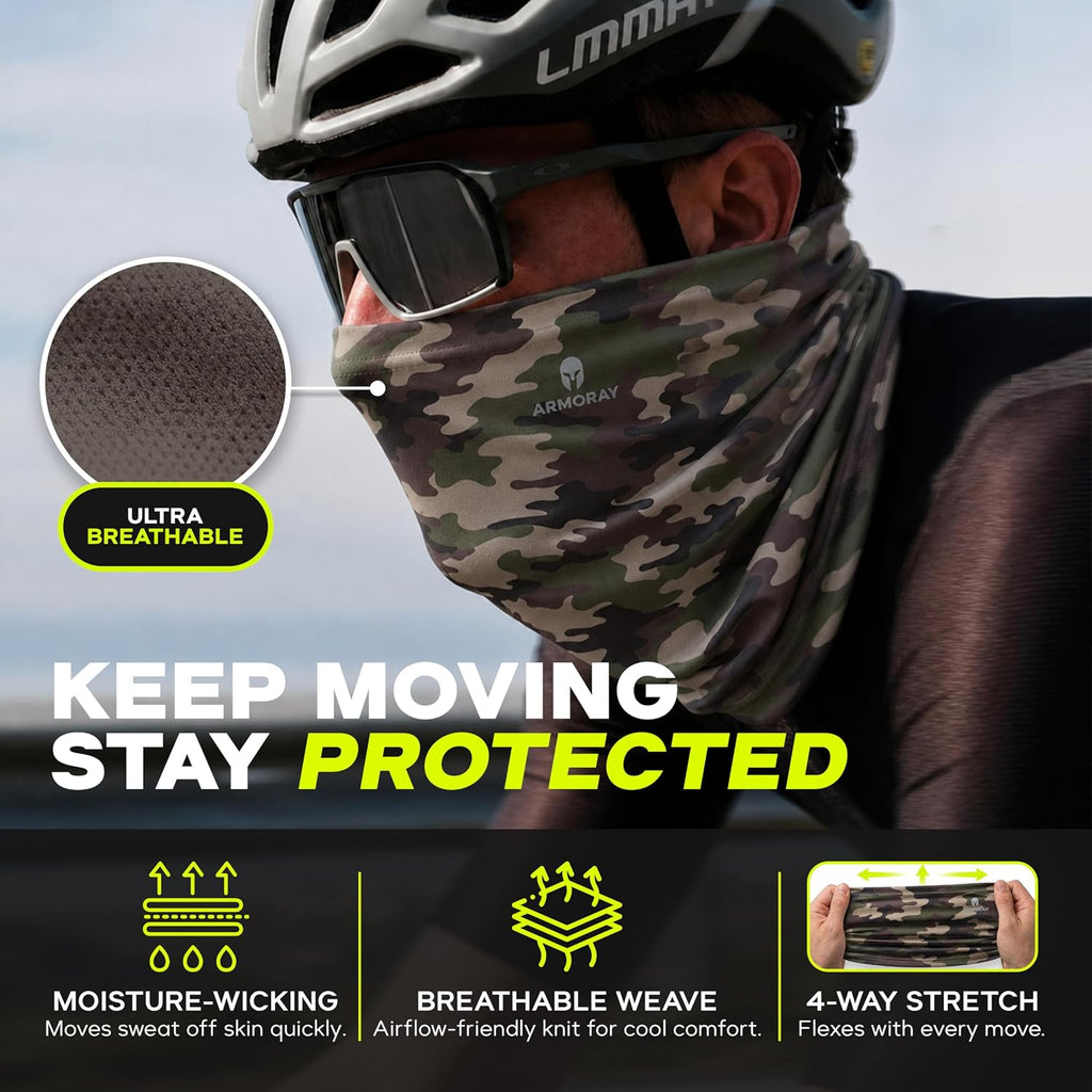 ARMORAY Neck Gaiter 4 Pack, Sun Protection Face Cover for Men Women