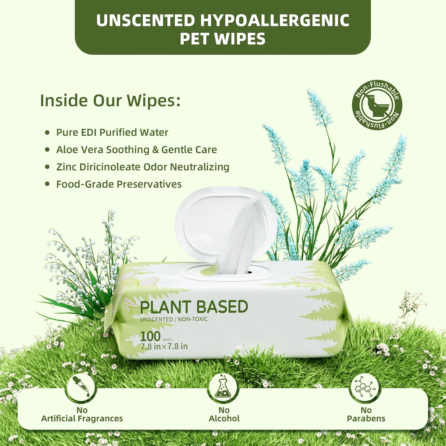 IMMHABI 400 Count Dog Wipes, Unscented Plant-Based Hypoallergenic Pet Wipes for Paws, Butt, and Anal Gland Care, Cleansing & Deodorizing for Puppies and Cats