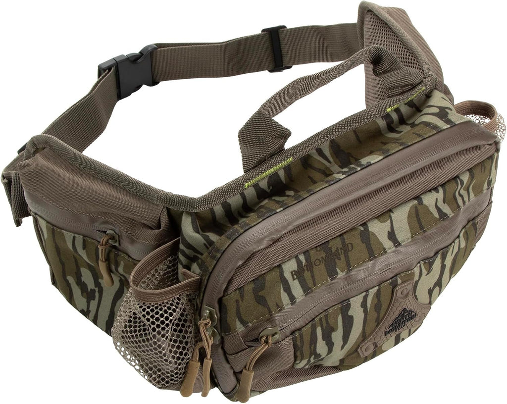 North Mountain Gear Camouflage Fanny Pack - Lightweight & Waterproof Hunting Waist Pack For Outdoor, Hiking Camping Accessories (Mossy Oak Bottomland)