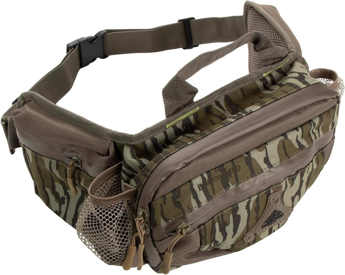North Mountain Gear Camouflage Fanny Pack - Lightweight & Waterproof Hunting Waist Pack For Outdoor, Hiking Camping Accessories (Mossy Oak Bottomland)