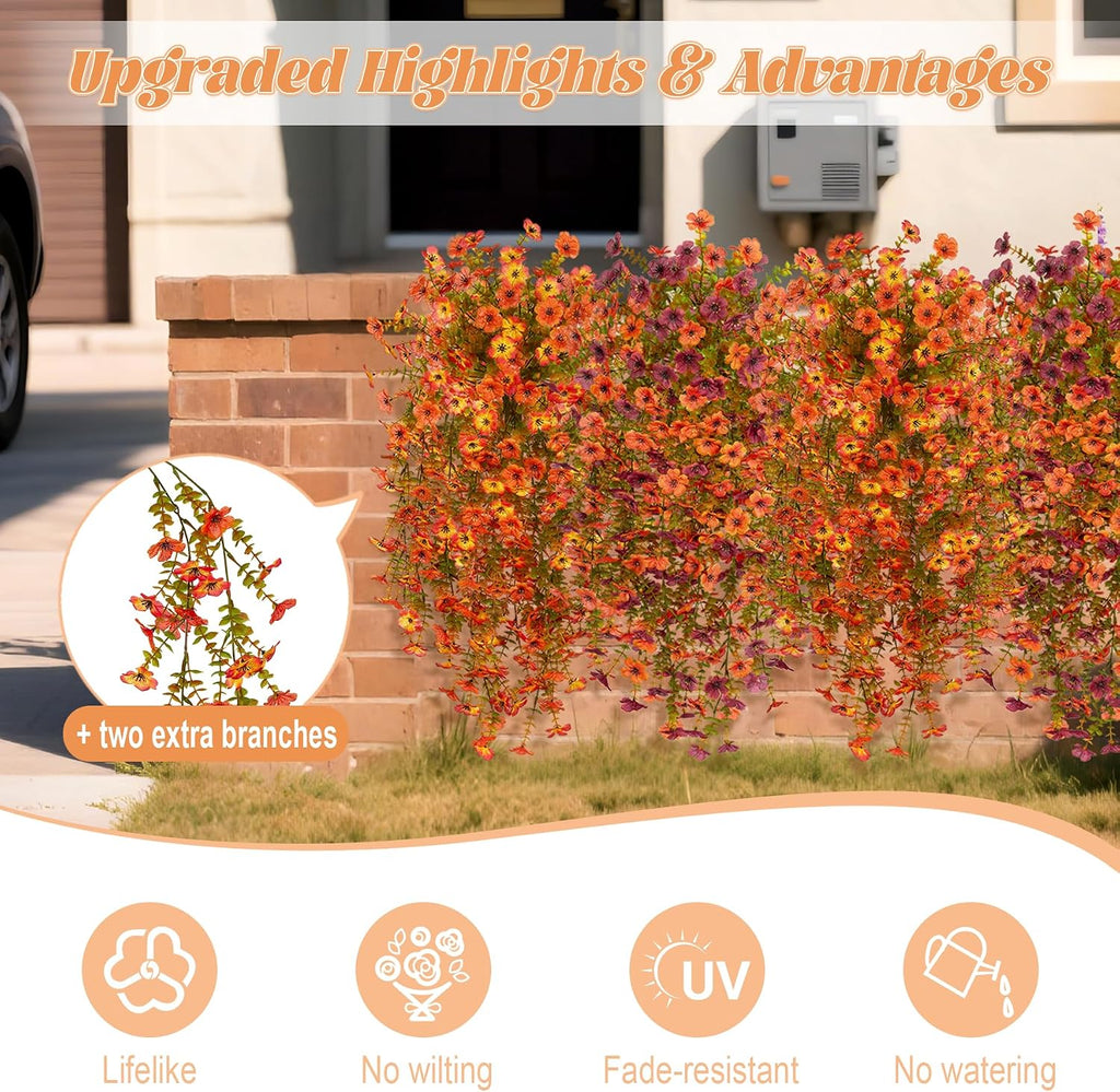 Hrobek Fake Mums Artificial Fall Hanging Flowers for Outdoors Decoration