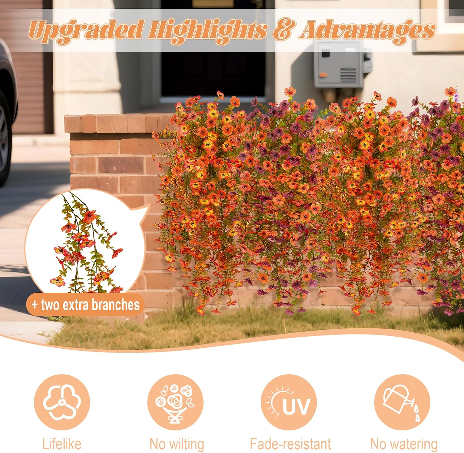 Hrobek Fake Mums Artificial Fall Hanging Flowers for Outdoors Decoration