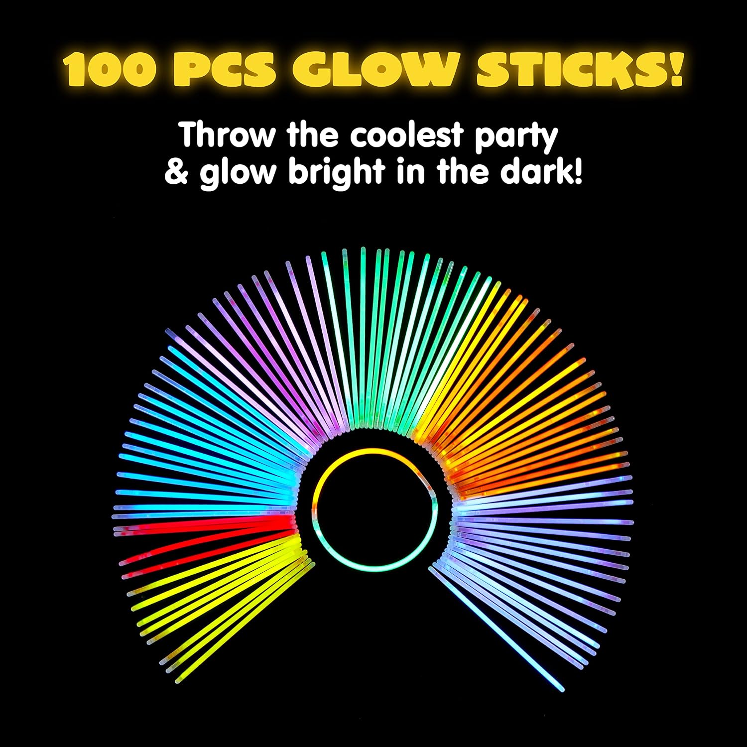 JOYIN 600 Pcs 8" Glow sticks Bulk Party Favors Pack, Neon Glow in the Dark Party Supplies, Light Up Necklaces and Bracelets with Connectors, Easter, Football, Birthday Decorations