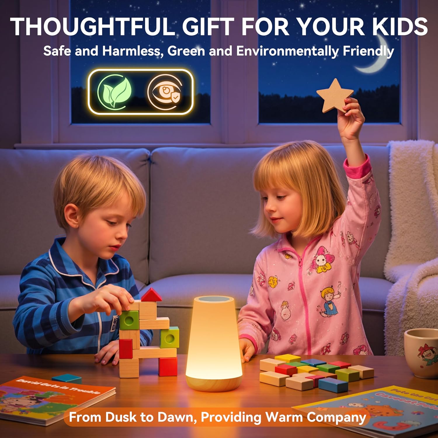 Auxmir Rechargeable Night Light, 13-Color Remote Control Lamp, Light Brown