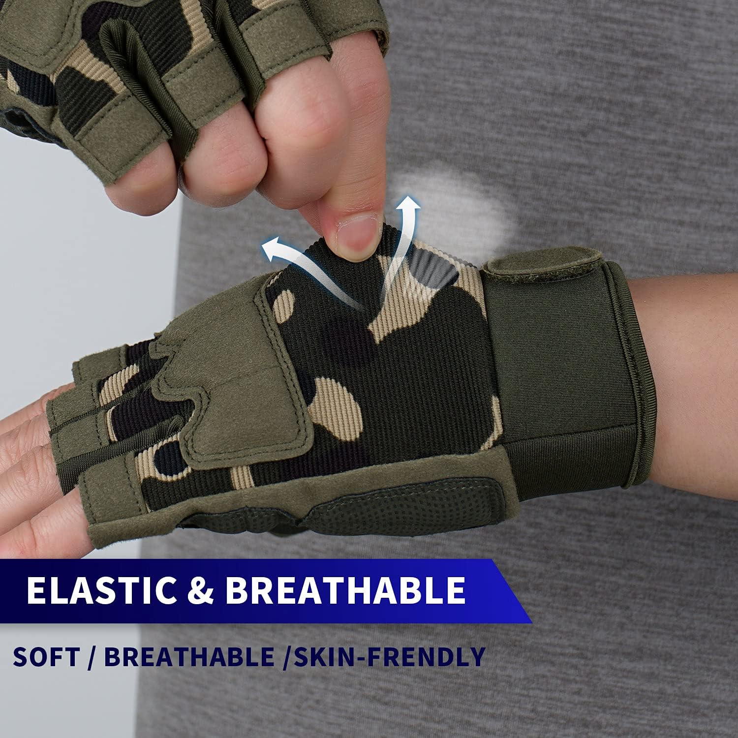 FIORETTO Fingerless Gloves for Men, Breathable Grip Palm Gloves for Motorcycle Riding, Driving, Cycling, Exercise, Workout, Climbing, Hiking and Outdoor Activities M210603