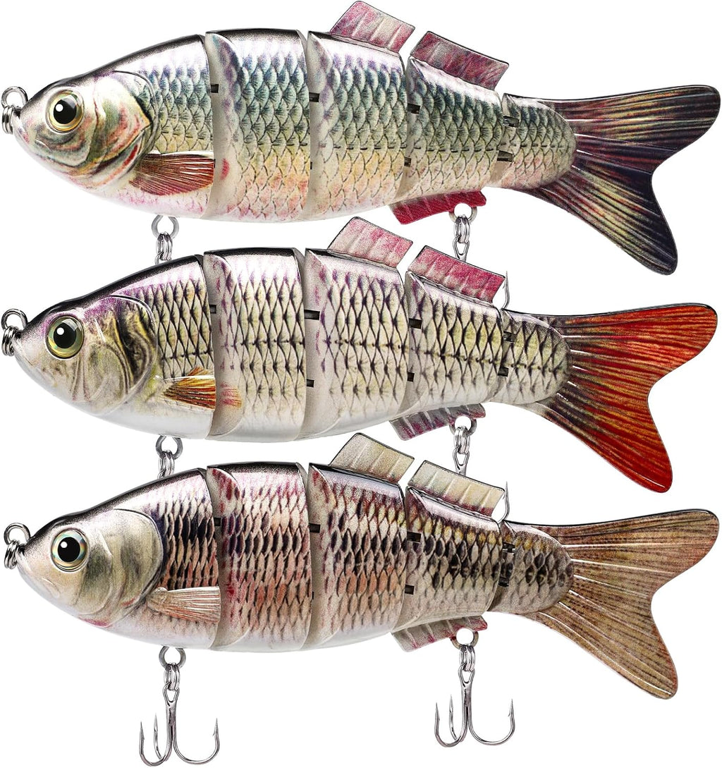 TRUSCEND Swimmax Easy Catch Fishing Lures with BKK Hooks, Wiggling, Vibrating, Rattling and Gurgling for More Bite, Heavy-Duty Dyneema Fiber Jointed Swimbaits for Bass, Trout, Walleye, Crappie, Pike