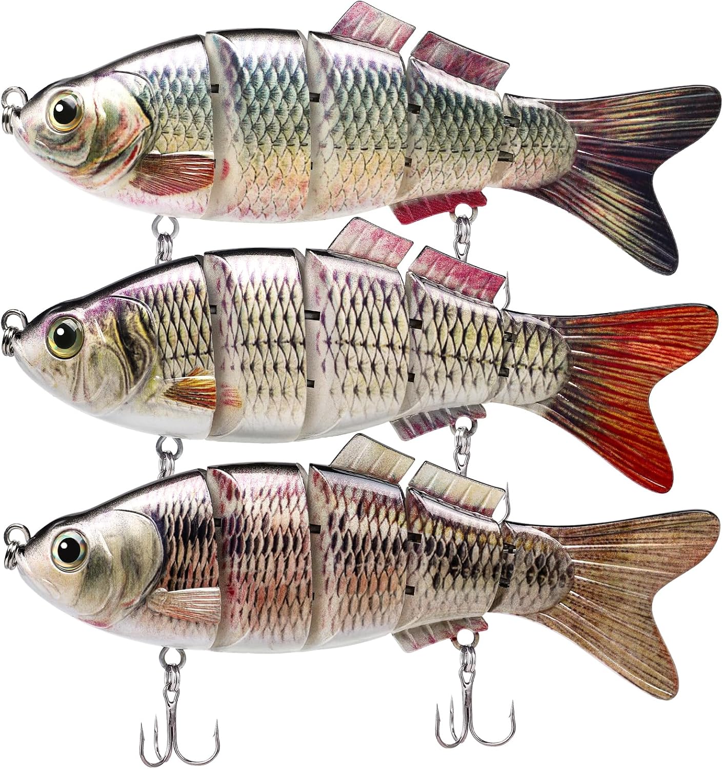 TRUSCEND Swimmax Easy Catch Fishing Lures with BKK Hooks, Wiggling, Vibrating, Rattling and Gurgling for More Bite, Heavy-Duty Dyneema Fiber Jointed Swimbaits for Bass, Trout, Walleye, Crappie, Pike