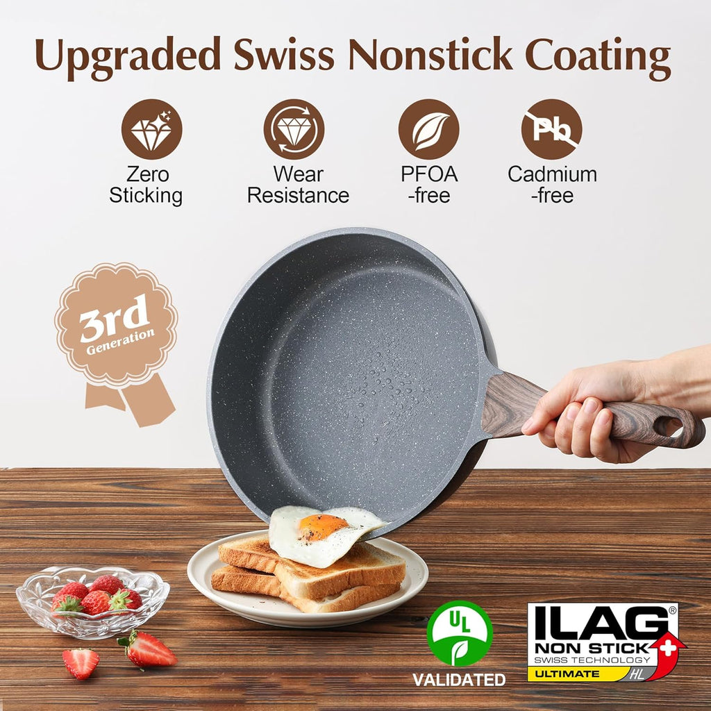 SENSARTE Nonstick Cookware Set 13 Pcs, Non Stick Pots and Pans Set