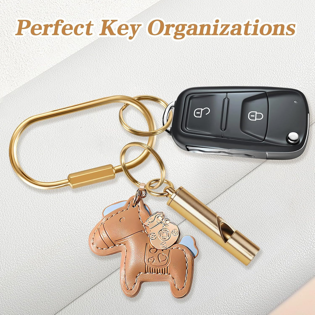 Muitcdo 10 Pack Brass Key Rings Bulk, Gold Key Chain Organizer Holder for Men Women with Secure Screw Locking, Cute Purse Bag Charms for Handbags, Small Carabiner Clip for Dog Leash Pet Tags