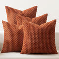 MIULEE Fall Terracotta Decorative Throw Pillow Covers for Couch Sofa Living Room Set of 4 Rustic Striped Cushion Covers Corduroy Pillowcases Farmhouse Home Decor 18x18 Inch Burnt Orange