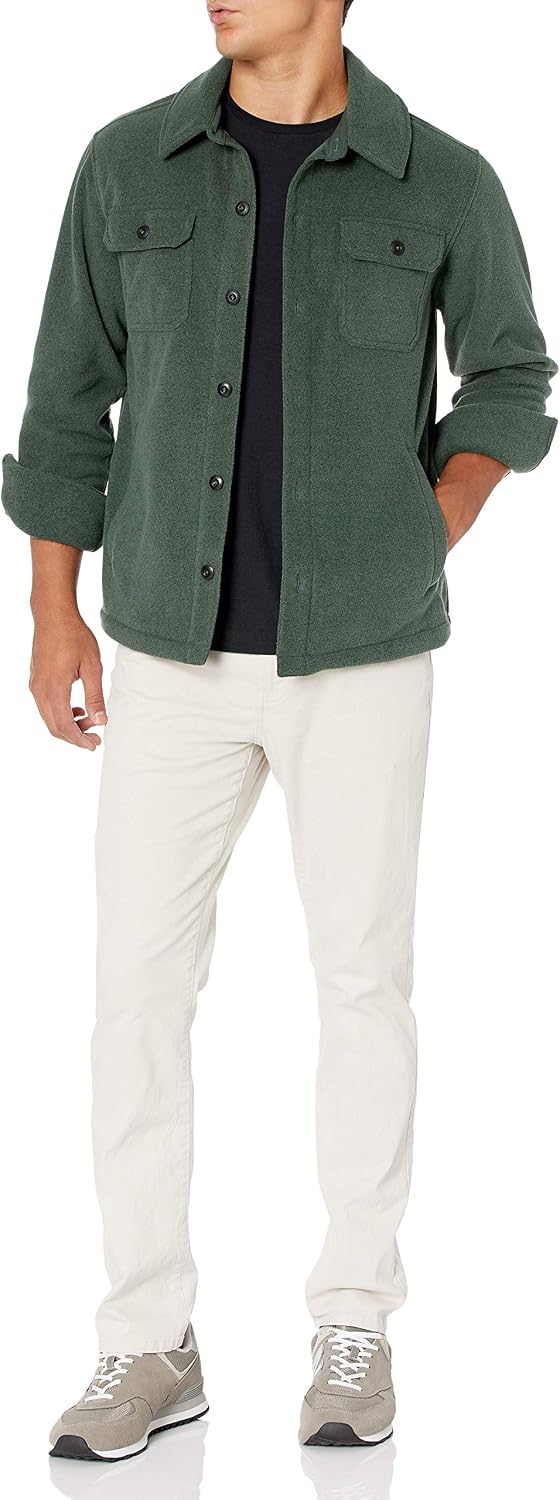 Amazon Essentials Men's Long-Sleeve Polar Fleece Shirt Jacket for Winter, Jackets