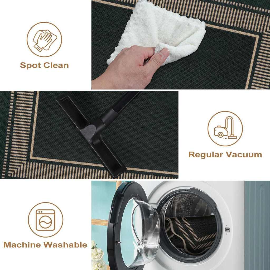 Modern Easy Jute 3x5 Outdoor Patio Rug, Black Washable Rugs for Entryway Indoor Kitchen Rugs, Farmhouse Neutral Non Slip Carpet for Living Room Backyard