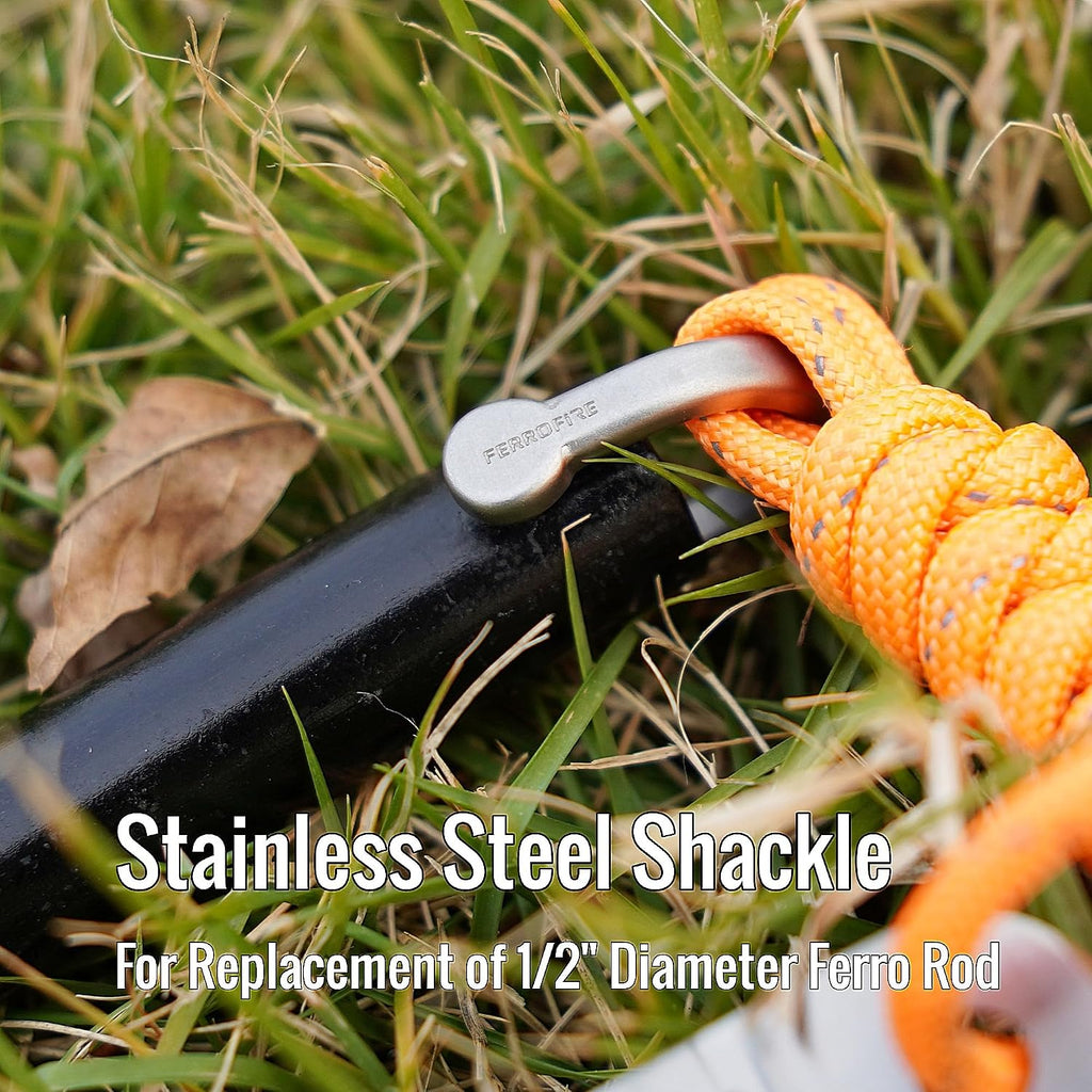 FS125 Heavy-Duty Plus Fire Starter - 1/2 Inch Thick x 5 Inch Long Ferrocerium Rod with Magnesium, Superb Carbon Alloy Steel Striker & 550 Paracord for Camping, Survival, Emergency Kits
