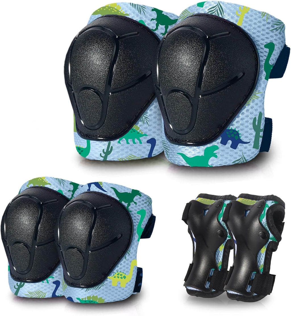 Skateboard Pads for Kids,Elbow Pads and Wrist Guards Protective Gear,Strong Double Straps&Adjustable Easy-Fix Clips for Skateboarding,Rollerblading,Scooters,Bicycle