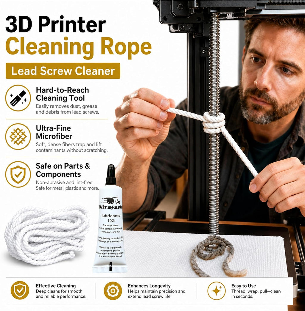 Gear Floss 40-Pack,3D Printer Cleaning Rope with Lubricating Cream