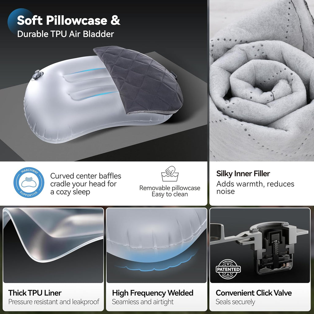MARCHWAY Ultralight Compact Inflatable Camping Pillow with Washable Cover