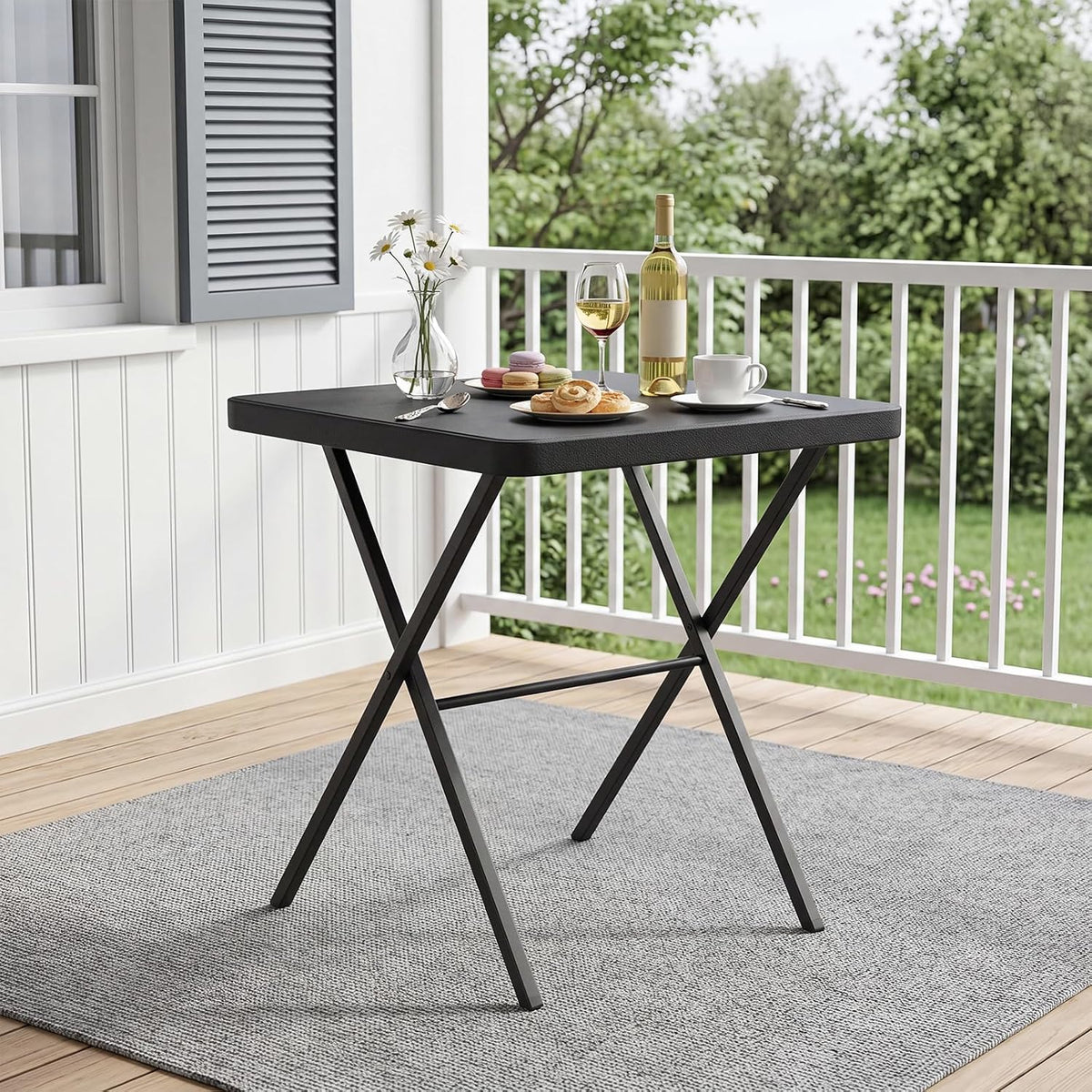 5FT Folding Table Portable Picnic Table with Metal Grid Grilling Surface, Foldable Camping Table Food Prep Station for BBQ, Patio & Beach