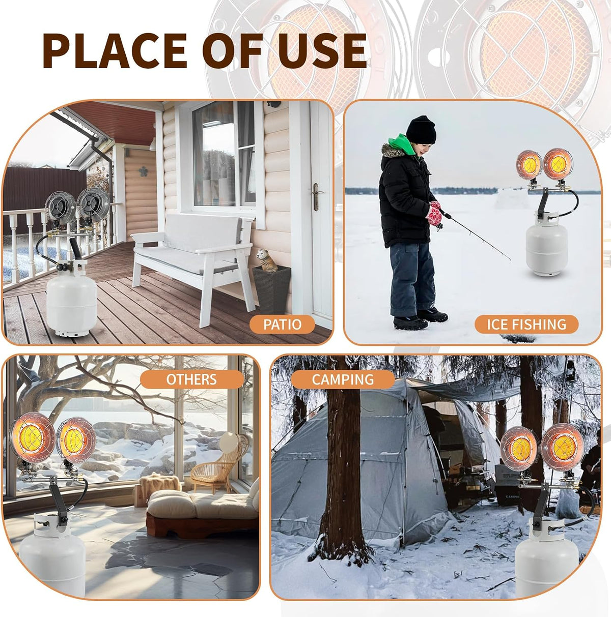 Propane Tank Heater Attachment, Propane Tank Top Heater, 30,000 BTU Portable Outdoor for Patio, Camping & Garage – with 3 Heat Levels & 90° Adjustable Head