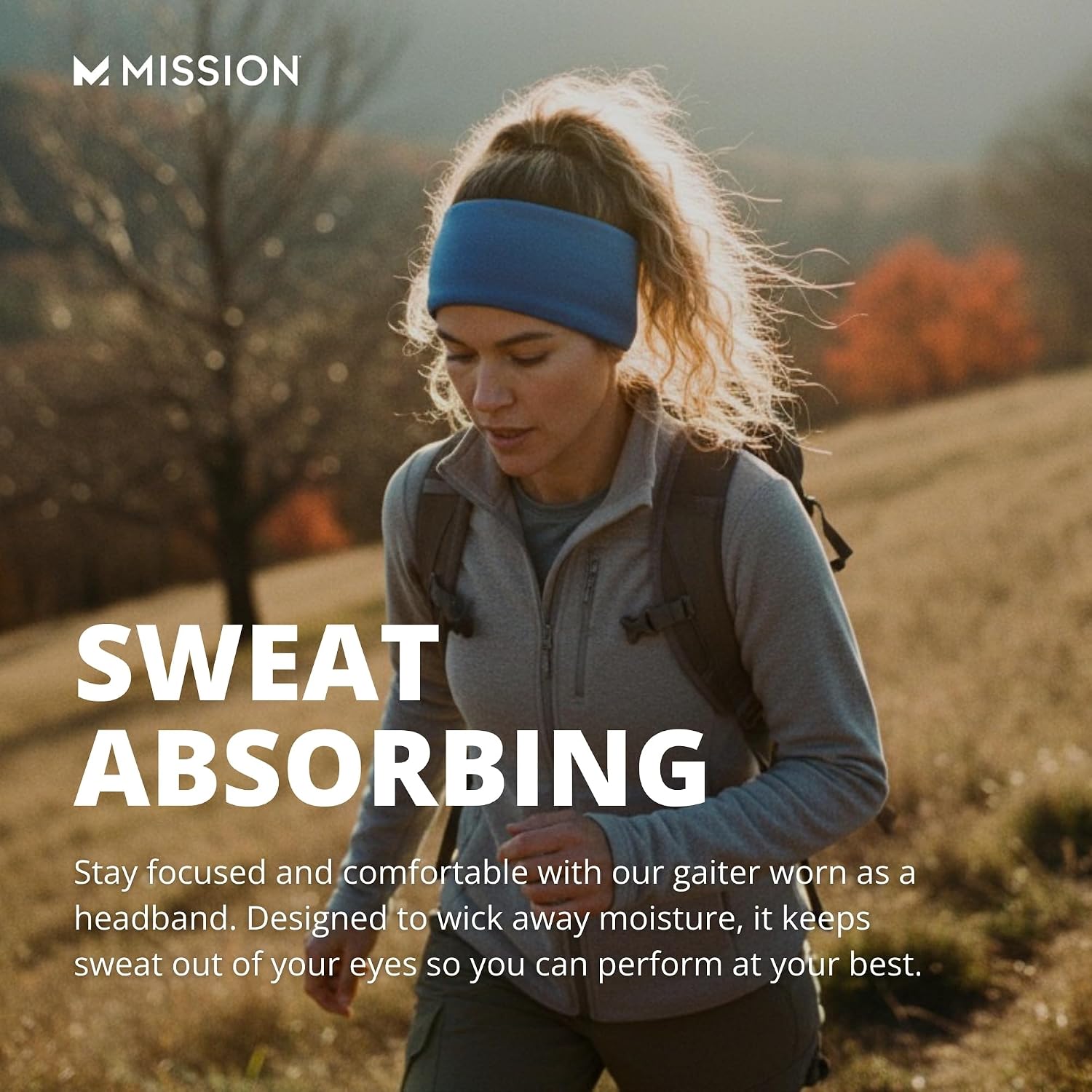 MISSION Multi-Use Neck Gaiter Face Mask for Ski & Outdoors, UPF 50, Breathable Lightweight Fabric