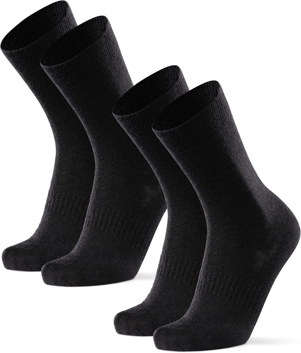 DANISH ENDURANCE Hiking Liner Socks, 2 & 4-Pack, Black, Medium