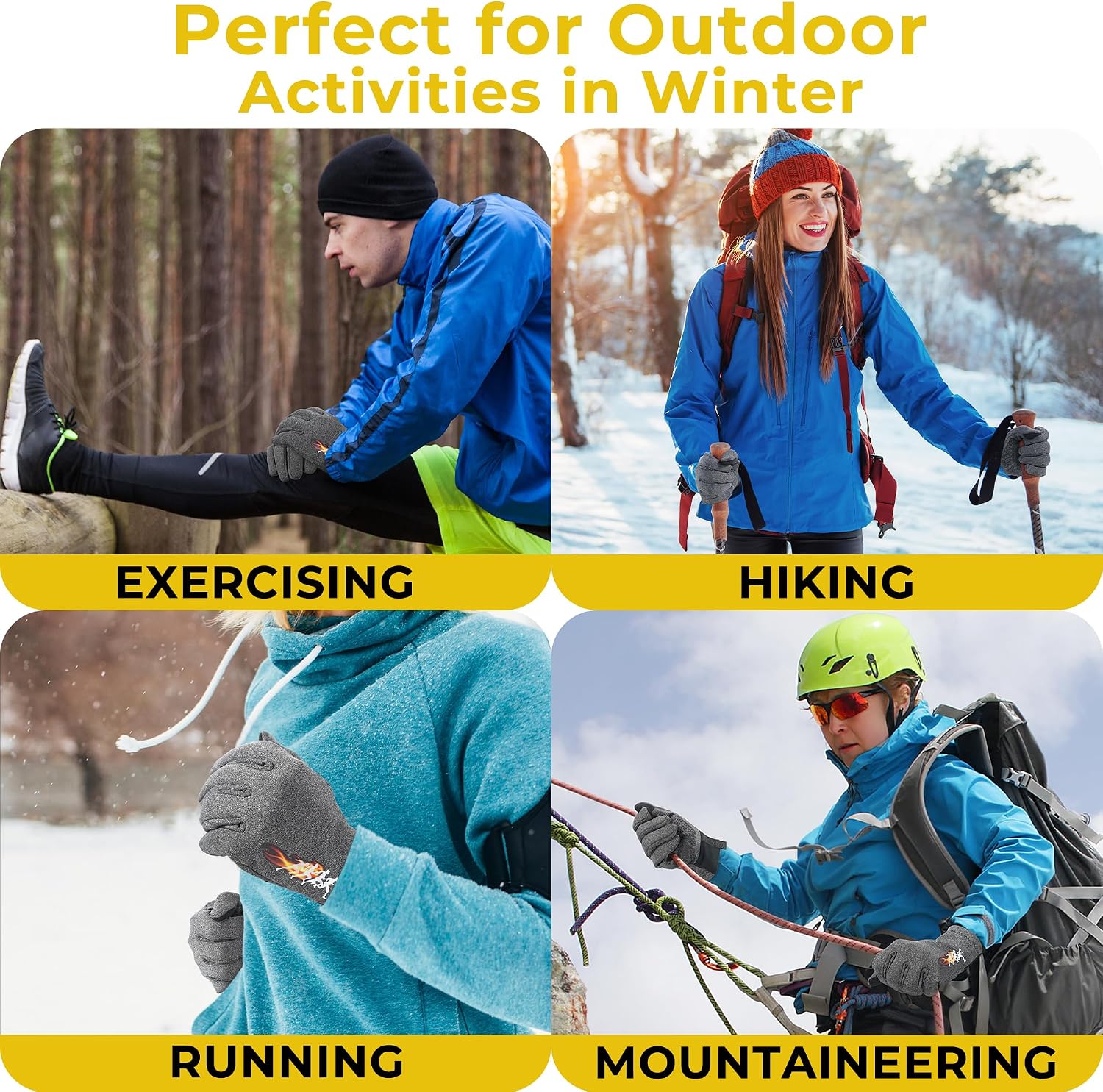 HANDLANDY Lightweight Running Gloves for Women & Men, Touchscreen Gloves with Fleece Lining & Anti-Slip Grip for Cycling, Biking, Commuting & as a Ski Glove Liner