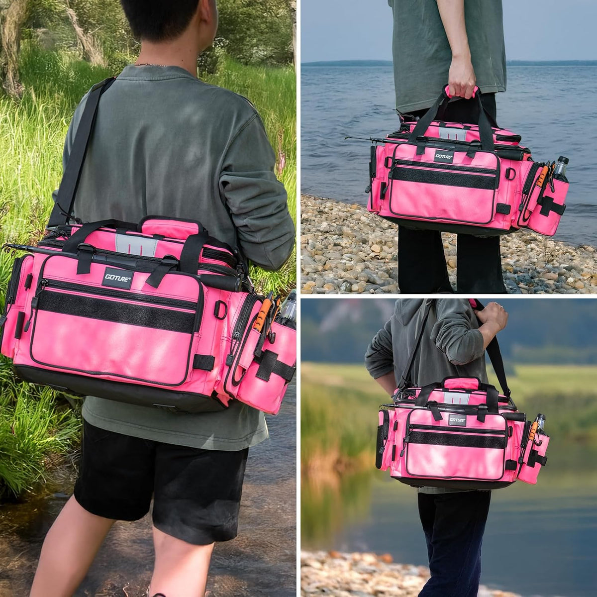 Goture Fishing Tackle Bag with 2PCS 3600 Tackle Boxes