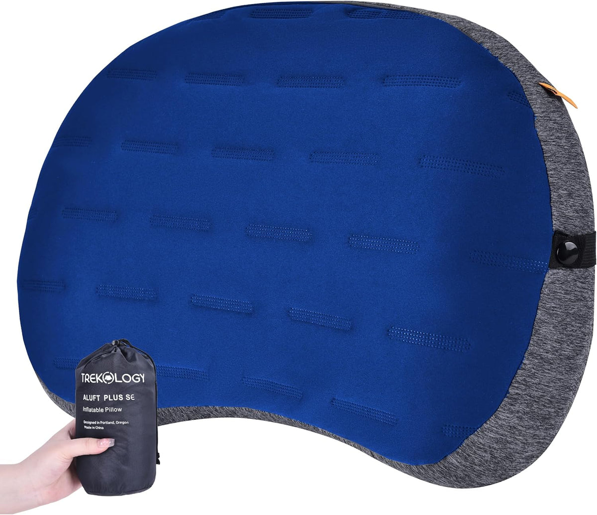 TREKOLOGY Inflatable Camping Pillow - Ultralight Backpacking, Hiking, Outdoor, Travel, Picnic, and Sleeping Pillow - Compact, Portable, Comfortable Camp Pillow for All Adventures ALUFT Plus SE