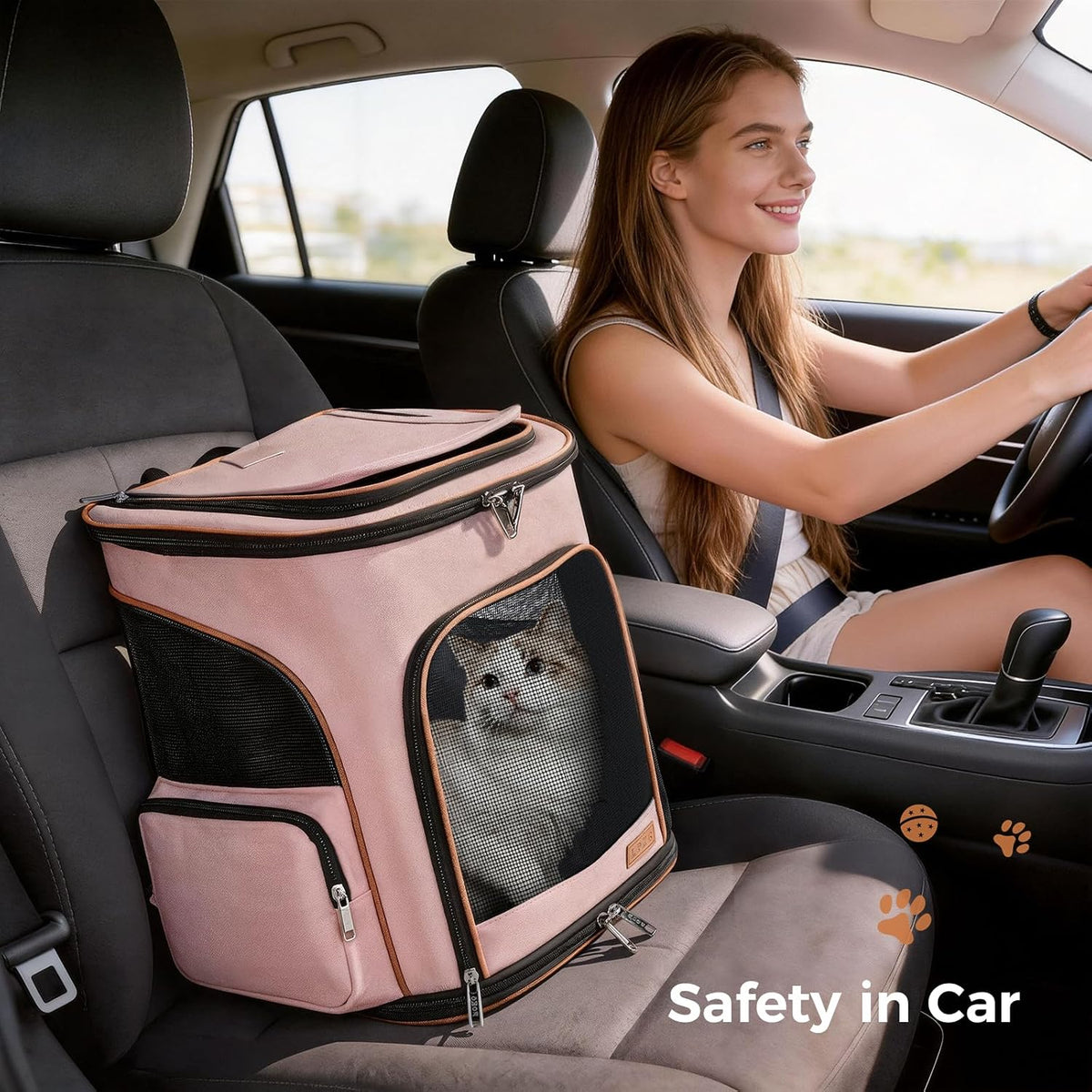 Lekereise Pet Carrier Backpack Expandable Cat Backpack Carrier for Small Dogs Large Cats Puppies, Dog Backpack Carrier for Hiking Travel Outdoor Hold Pets Up to 20 25 Lbs, Pink