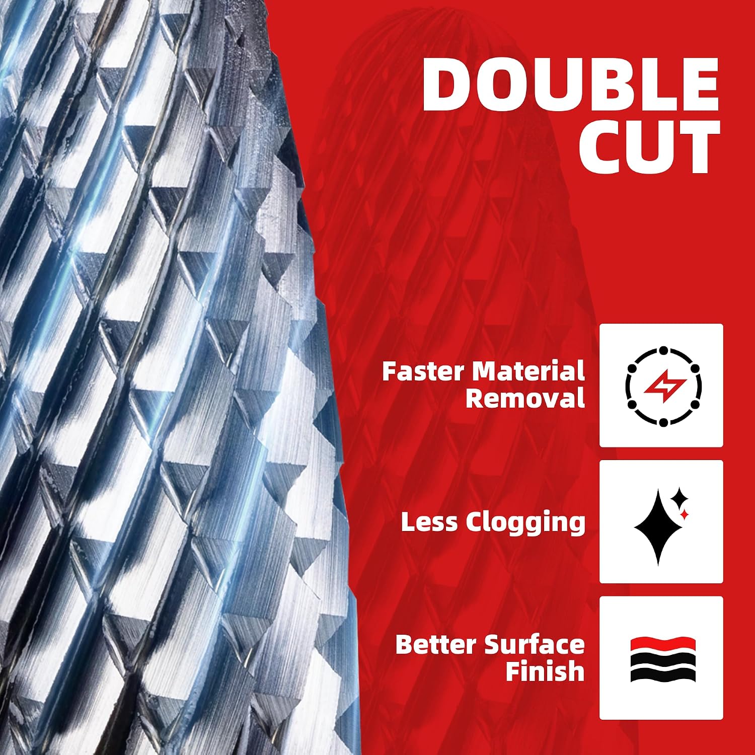 EZARC Tungsten Carbide Rotary Burr Set, 5PCS SF-5 Double Cut, 1/4" Shank