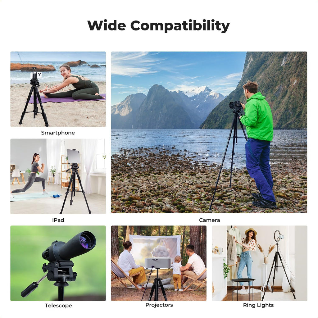 K&F CONCEPT 75" Aluminum Camera Tripod, Lightweight and Compact for Travel