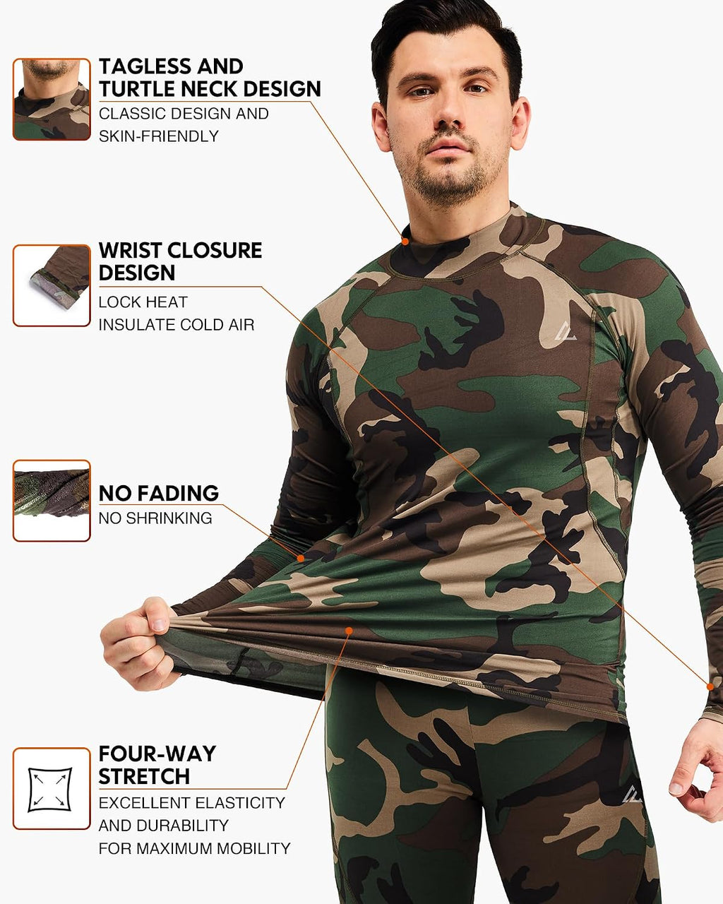 Mens Thermal Underwear Long Johns Set Cold Weather Hunting Base Layer