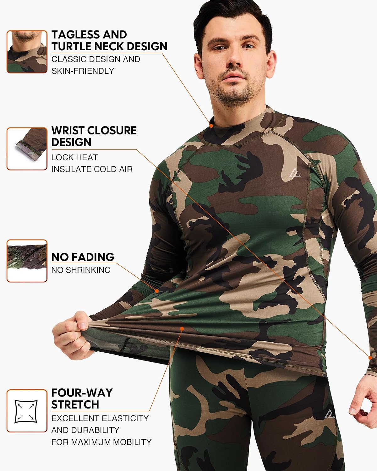 Mens Thermal Underwear Long Johns Set Cold Weather Hunting Base Layer