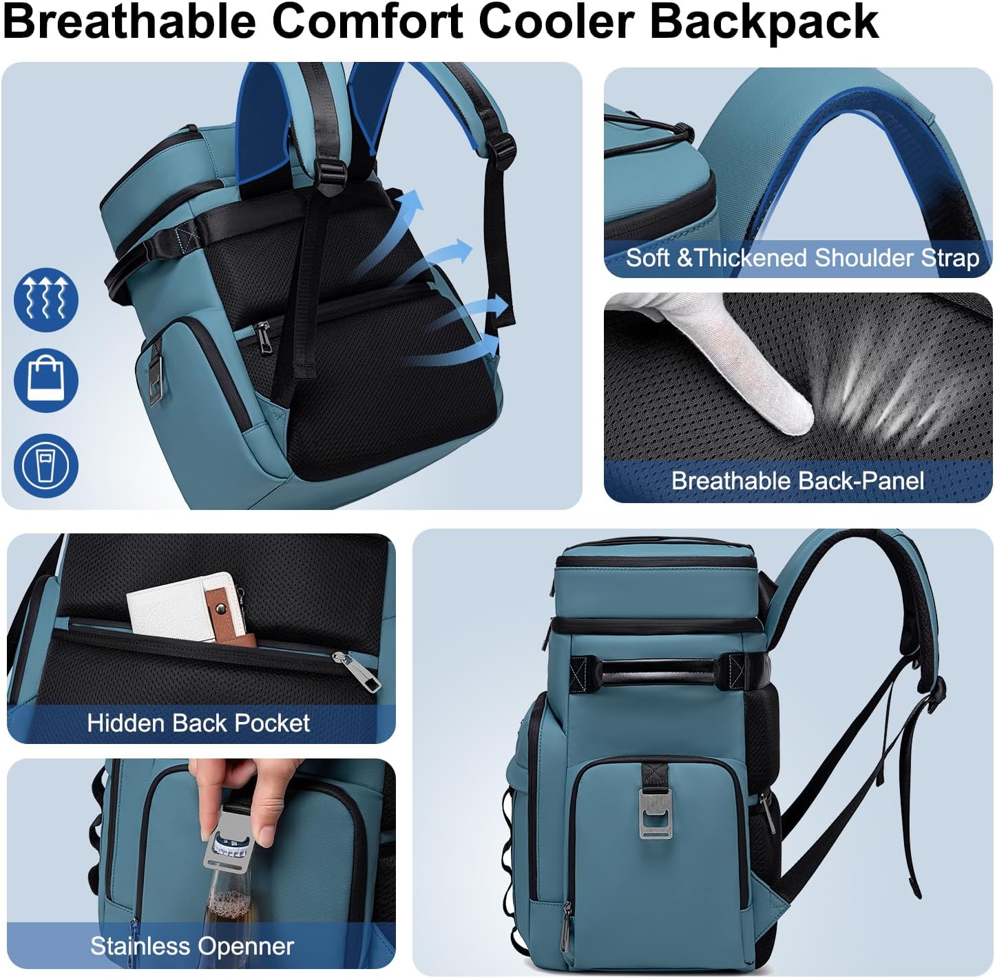 Weitars Insulated Cooler Backpack,Waterproof Soft Cooler Bag 31L/52 Can