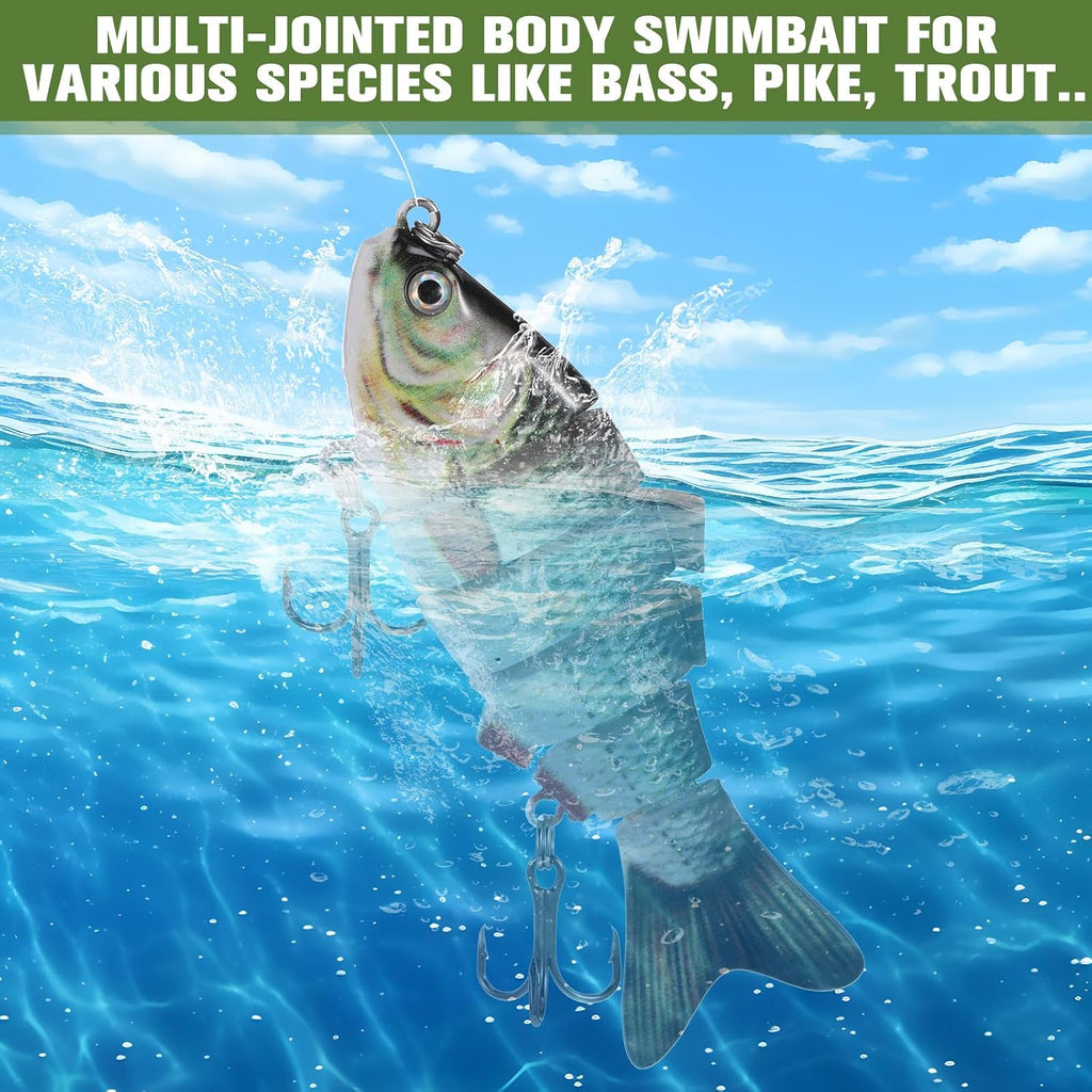Soulchen 9 Pcs Fishing Lures for Freshwater and Saltwater, Slow Sinking Most Lifelike Jointed Swimbait for Bass Trout Crappie Walleye Pike Bluegill Salmon Swimbait, Amazing Gifts for Men and Family