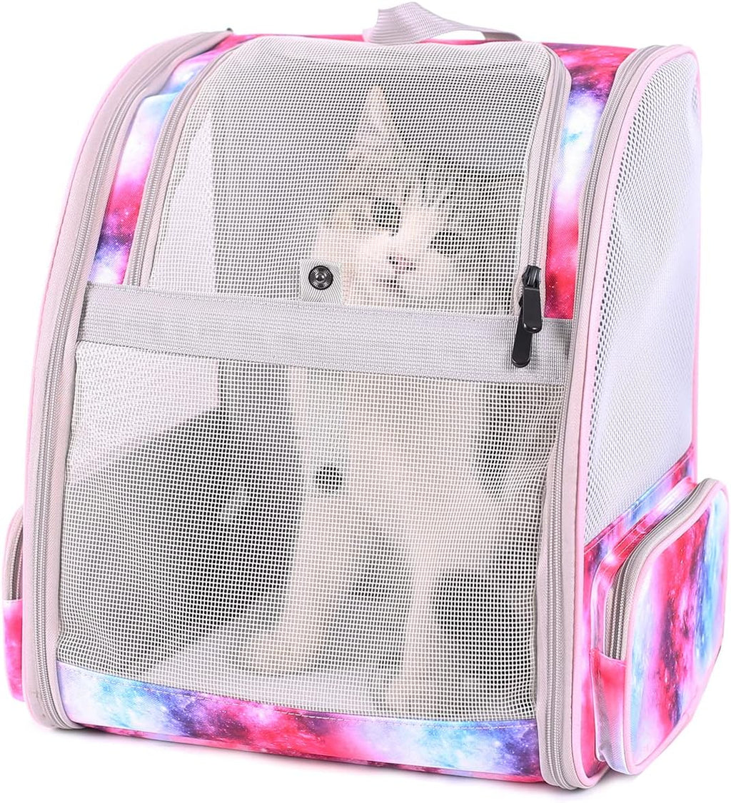 Pet Carrier Backpack for Cats and Small Dogs, Fully Breathable Vented Backpack for Kitten Bunny Airline Approved Travel Hiking Camping Cat Book Bag (Blue, Ventilation)