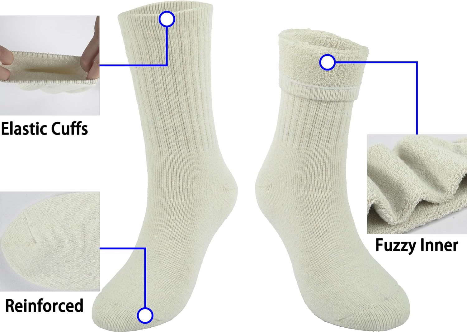 BomKinta Wool Hiking Socks Women Merino Thick Warm Thermal Boot Sock 5-11