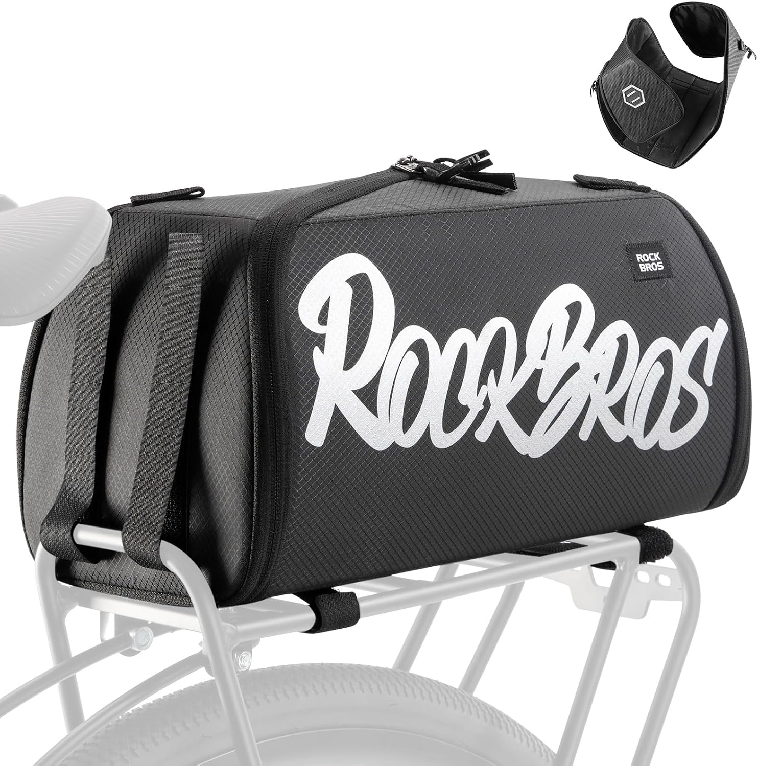 ROCKBROS One-Piece Folding Bike Rear Rack Bag 12L/15L with Strap