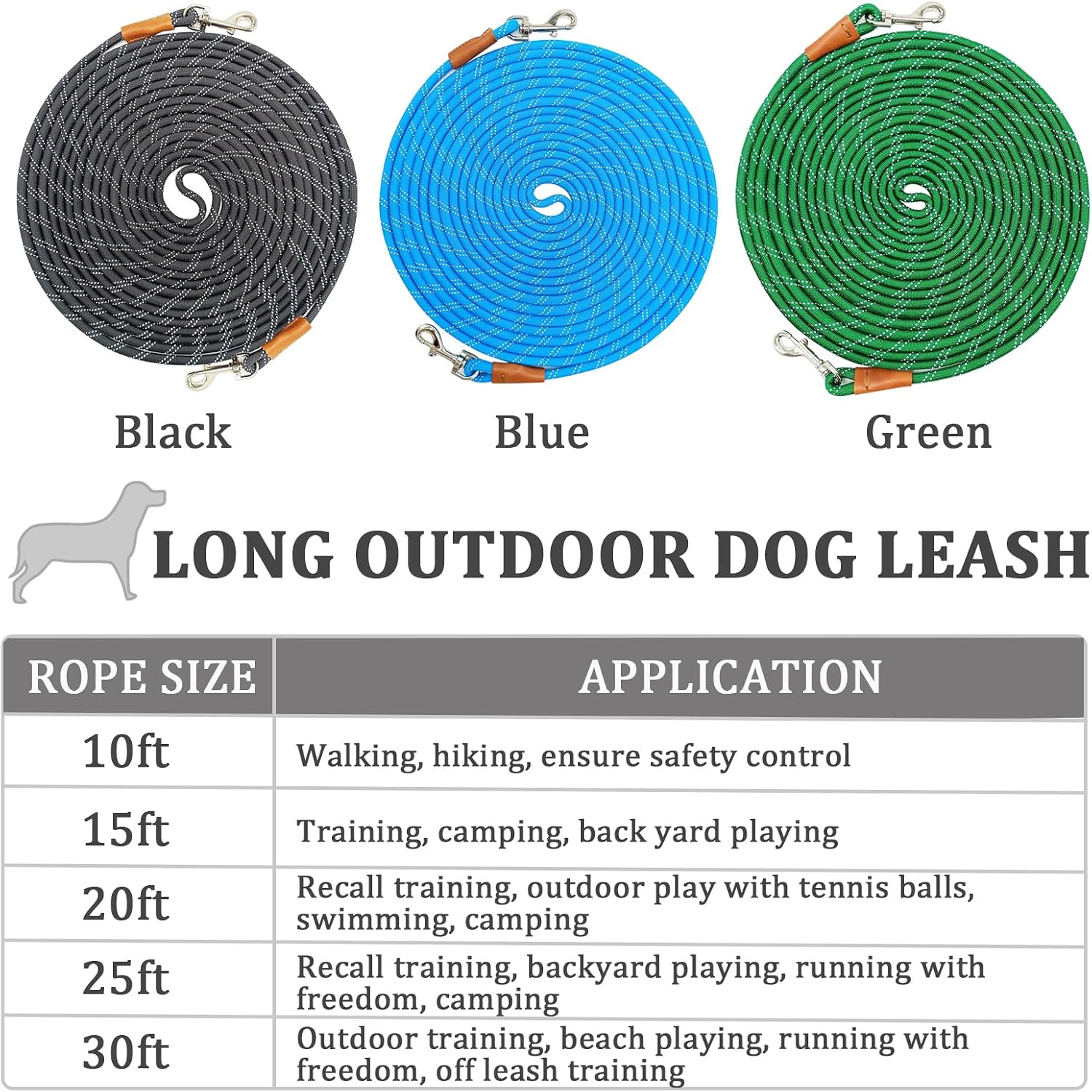 WYuZe Reflective Tie Out Rope for Small Dogs Cats 30FT Dog Tether for Yard