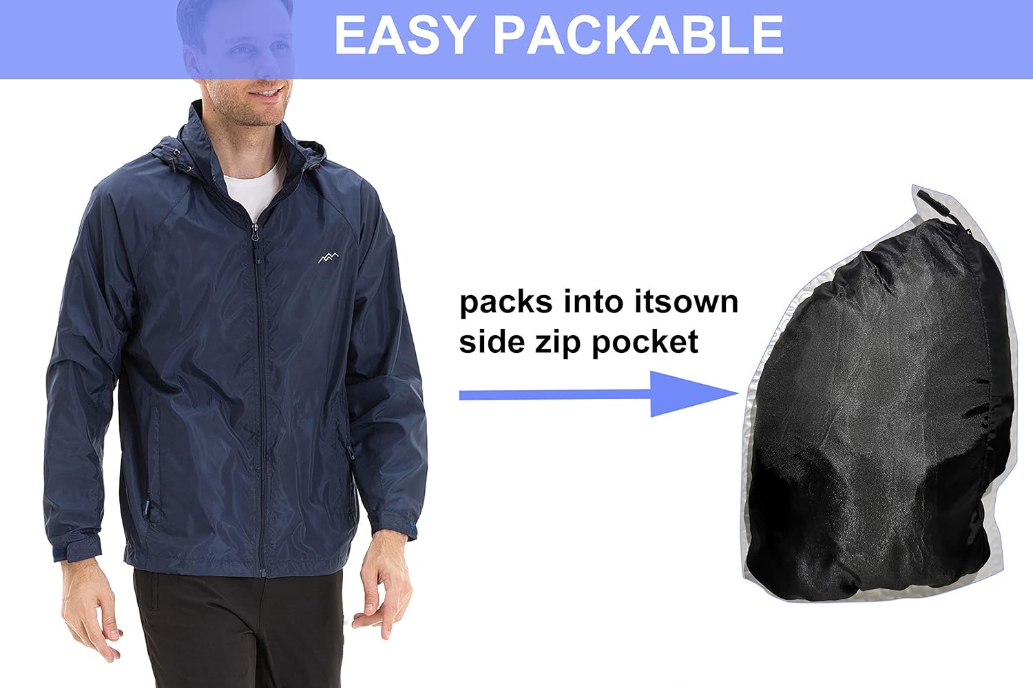 TRAILSIDE SUPPLY CO. Men's Lightweight Packable Windbreaker Jacket