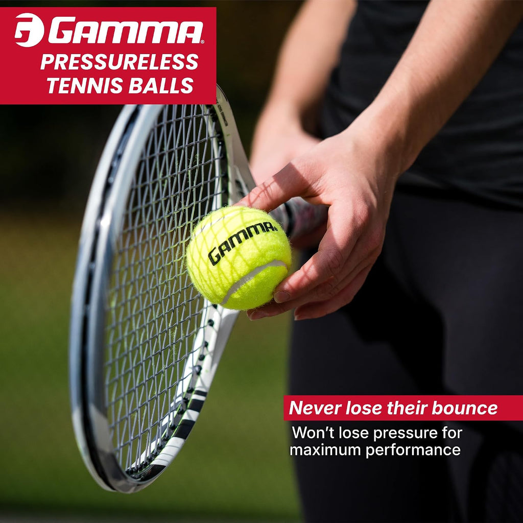 Gamma Sports Pressureless Tennis Balls Box - Ideal for Practice, Teaching, and Training with High-Visbility Felt - Indoor and Outdoor Court Play - 48 and 75 Pack Sizes